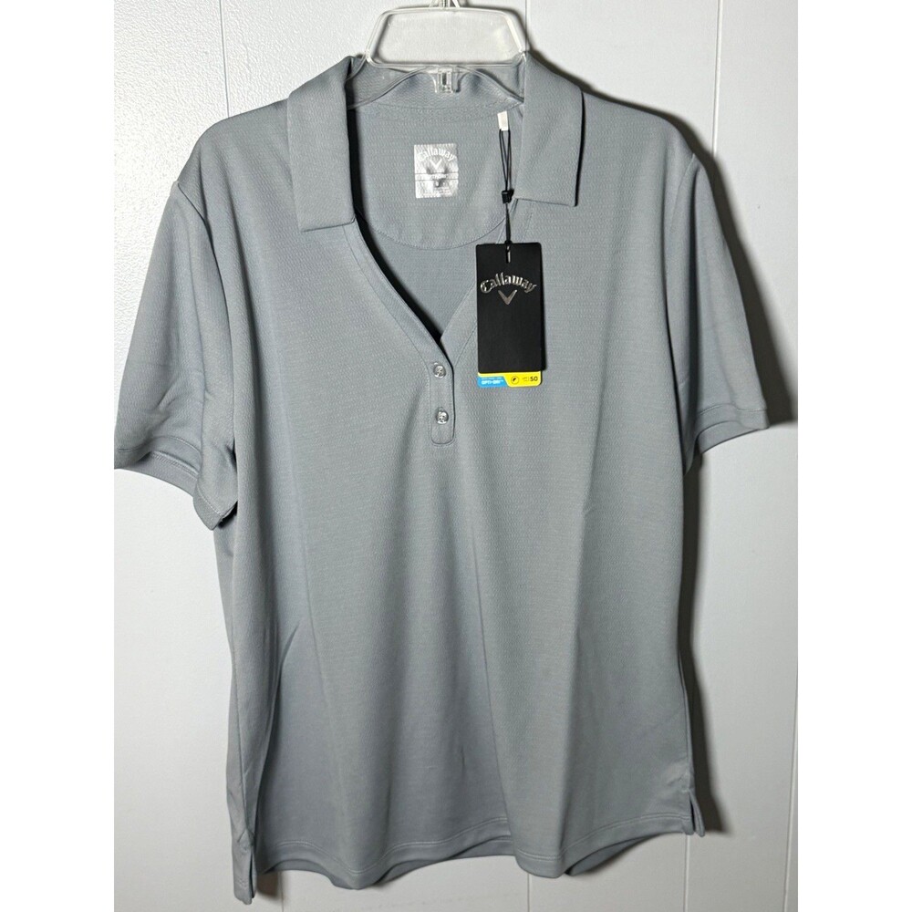Callaway Opti-Dri Women's Gray Golf Polo Shirt L Short Sleeve UPF 50